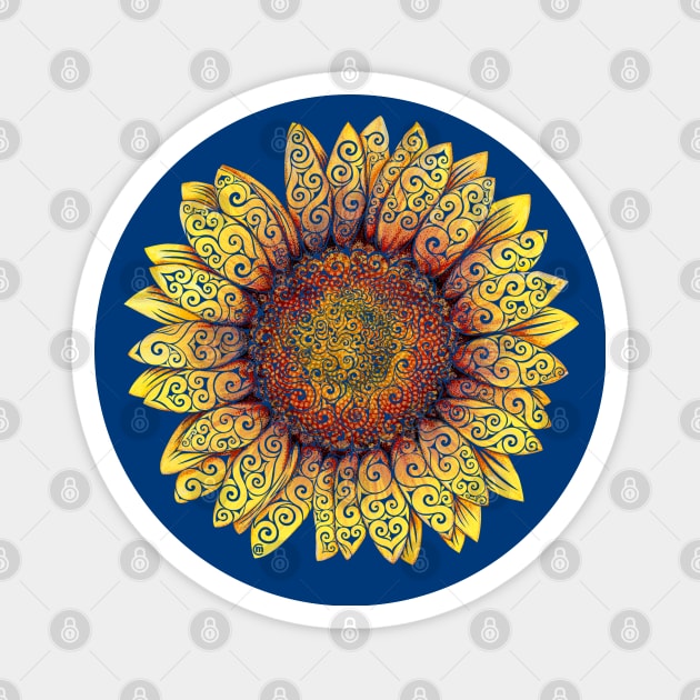 Swirly Sunflower Magnet by VectorInk